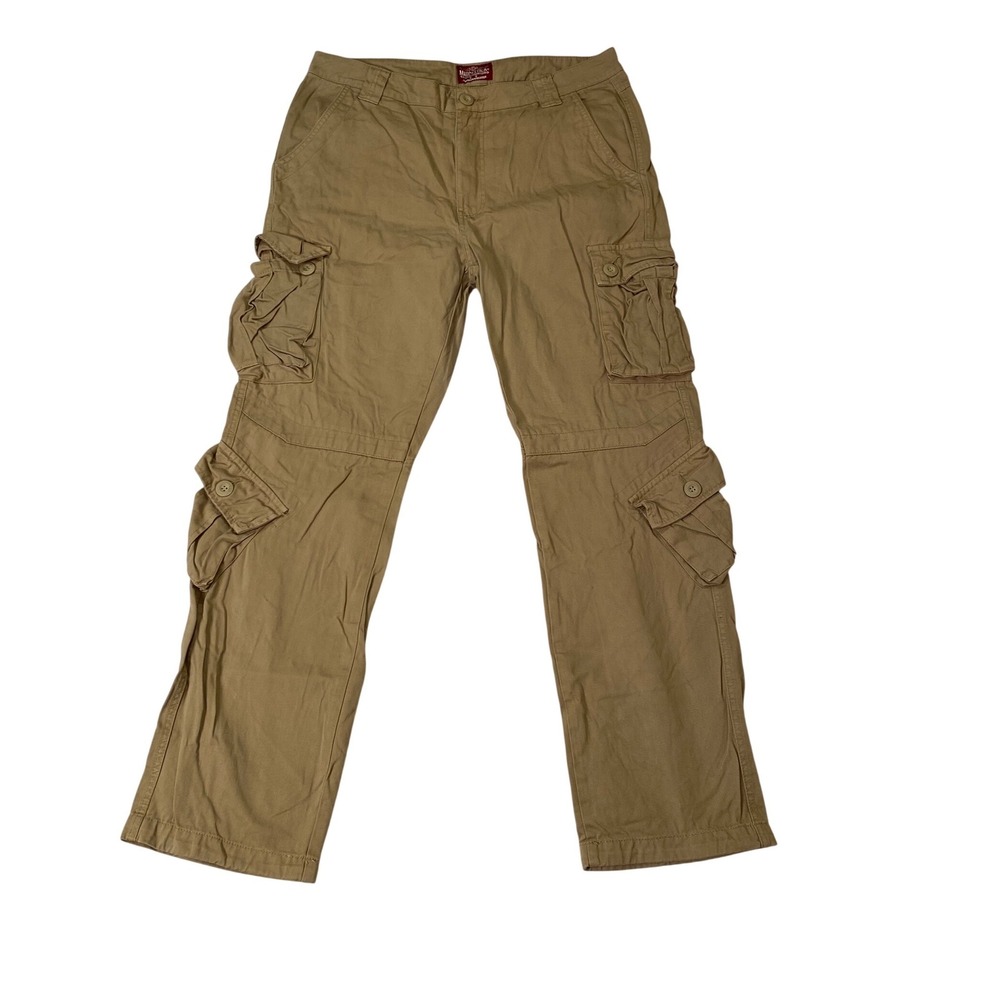 Matchstick Mens Khaki Tan Cotton Multi Pocket Cargo Pants Size‎ 36 XXL